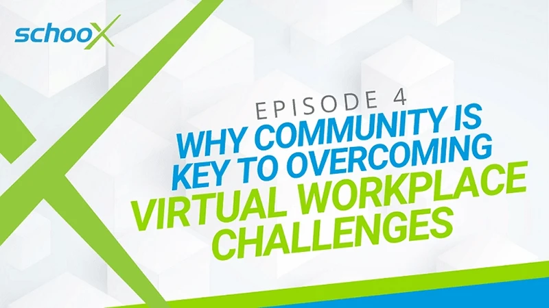 Promotional graphic for Episode 4 discussing community's role in overcoming virtual workplace challenges.