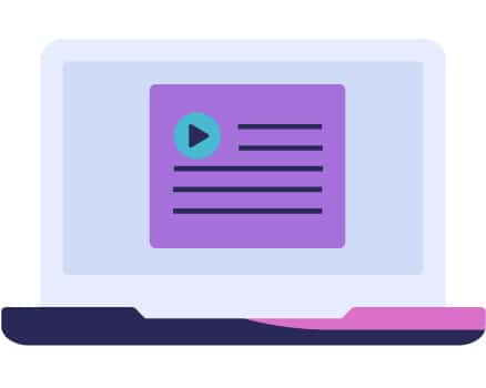 pictogram of a laptop with an elearning course on it