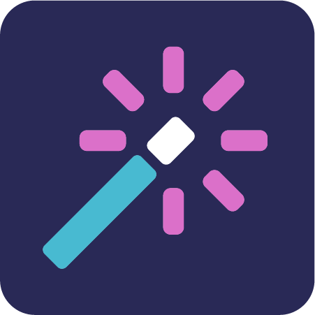 Icon of a wand on a dark purple background