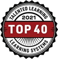 A badge showing 'Top 40 Learning Systems 2021' by Talented Learning.