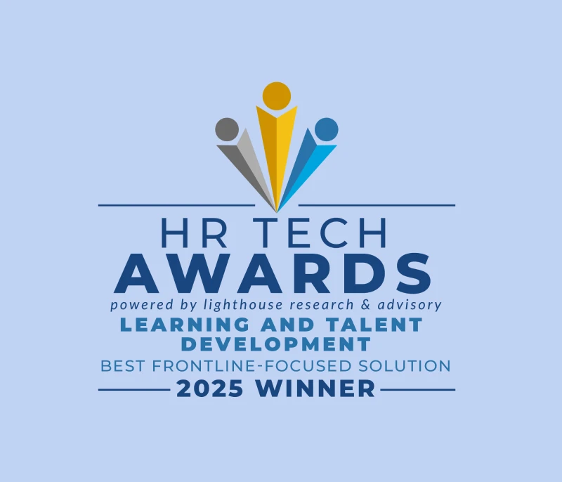HR Tech Awards logo for 2025, recognizing best frontline-focused learning and talent development solution.
