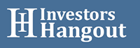 Investors Hangout logo with stylized letters H and H in white on a blue background.