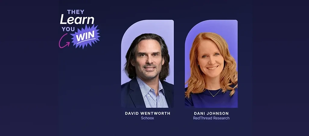 Two people smiling against a blue background, one labeled David Wentworth and the other Dani Johnson.