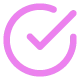 Pink checkmark inside a circle icon