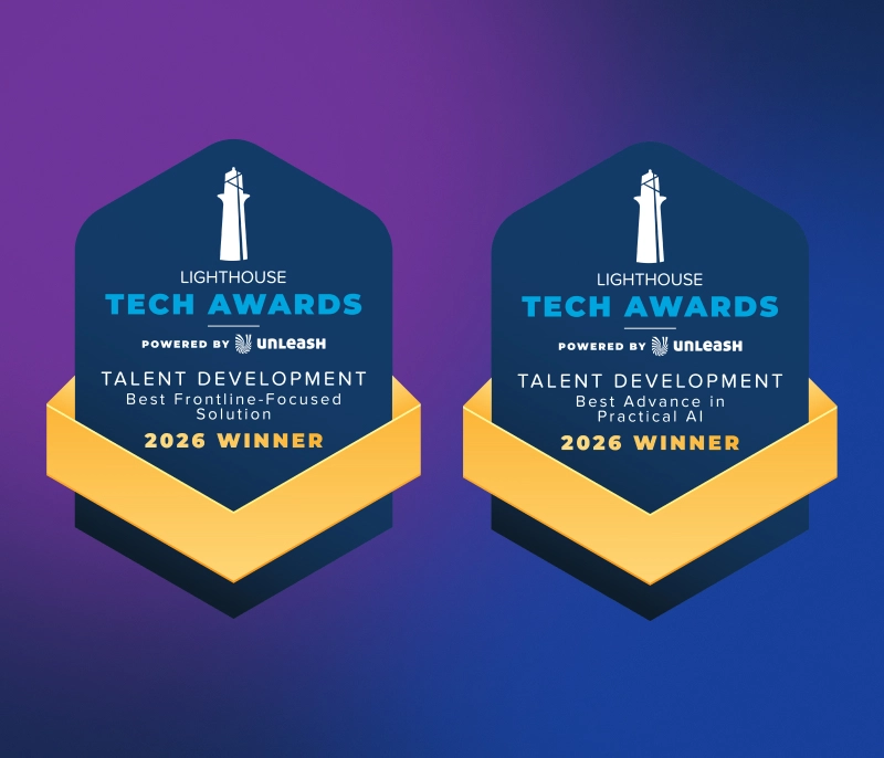 Two Lighthouse Tech Awards 2026 Winner badges for Talent Development: Best Frontline-Focused Solution and Best Advance in Practical AI