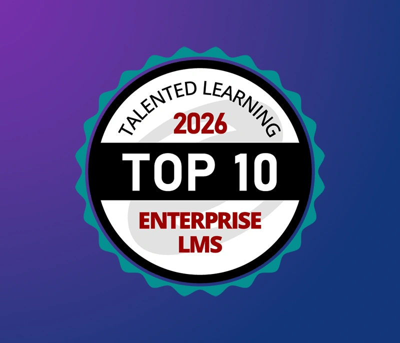 Talented Learning 2026 Top 10 Enterprise LMS award badge
