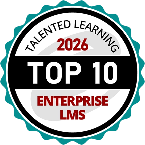 Talented Learning 2026 Top 10 Enterprise LMS award badge